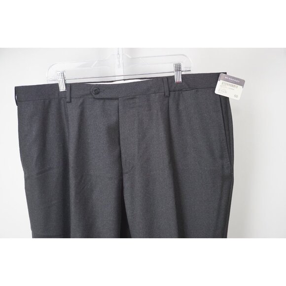 Burberry London Dark Gray Flannel S100s Wool Dress Pants Sz 60 NEW